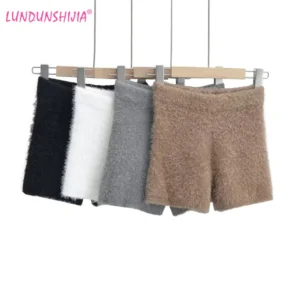 LUNDUNWinterJIA-Short Mohair Fourrure Taille Haute Femme, Moulant, Sexy, Hip Lift, Printemps, Automne, 2022