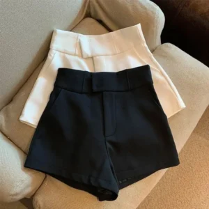 Femmes Shorts Mooyufon noir Shorts femmes Harajuku élégance taille haute Shorts une ligne mince décontracté fille chaude pantalon droit Sexy