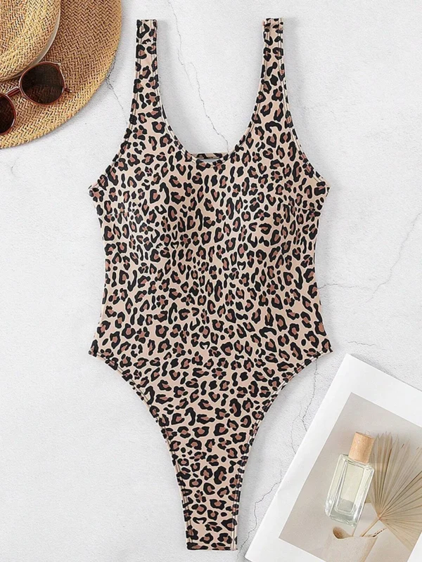 Maillot De Bain Une Pièce Imprimé Léopard, Sexy, Dos Nu, Culotte Tanga, Monokini, Coupe Haute, Tenue De Plage, Pour Femmes, 2025 – Image 3