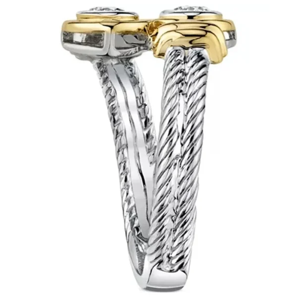Novel Design Two Tone Women Ring Fashion Girl Party Accessories Office Lady Daily Wear Rings Fine Gift Anillos Bijouterie – Image 4