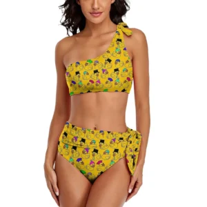 Funny Rubber Ducks Print Bikini Swimsuit Sexy High Waist Bikinis Set Women Cute Swimwear Swimsuits