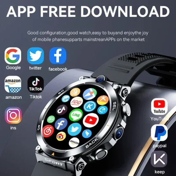 1.39-Inch 4G Android Smart Watch With Sim Card Cameras Smartwatch Support Google Play Maps Face Unlock Bluetooth Gps Wifi Call – Image 4