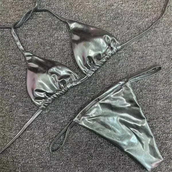 Hot Gold Bikini Swimsuit Push Up String Backless Micro Bikinis Extreme Beach Outfits Swimwear Women Retro Bathing Suits Biquinis – Image 3