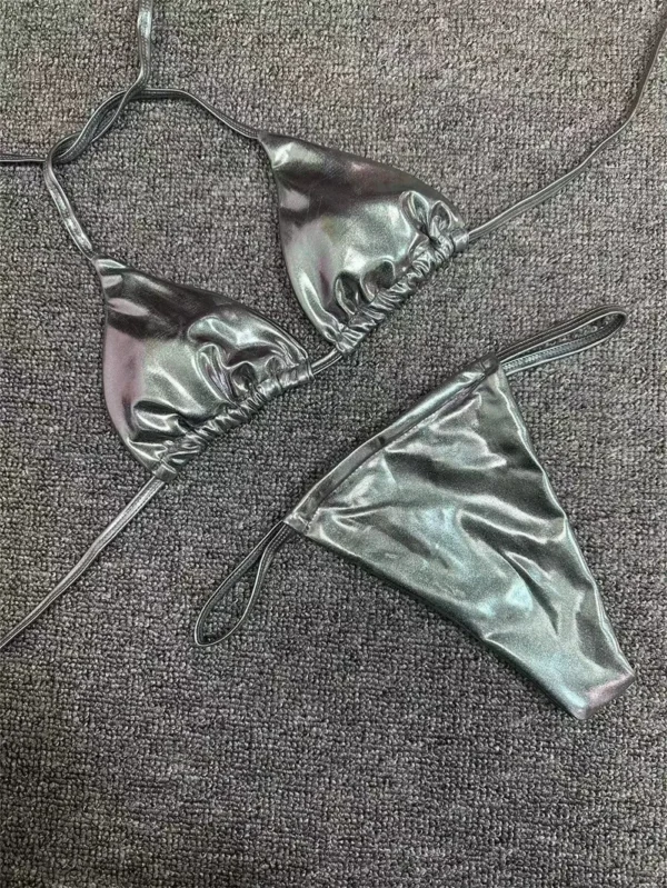 Hot Gold Bikini Swimsuit Push Up String Backless Micro Bikinis Extreme Beach Outfits Swimwear Women Retro Bathing Suits Biquinis – Image 6