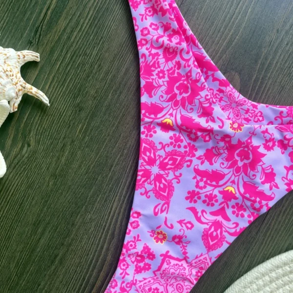 Women Bikinis Set 2025 Fashion Print Padded Strapless Bra And Thong Swimsuits Sexy Two Piece Bathing Suit Brazilian Biquini – Image 3