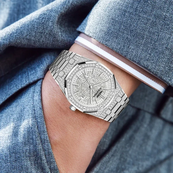 Haemmer Luxury Men'S Automatic Watch Top Brand Mechanical Frame Original Silver Fashion Watch Waterproof Clock Relogio Masculin – Image 2